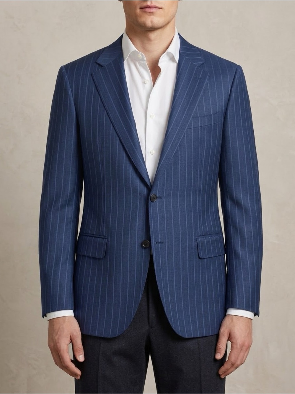 Canali Striped Wool Blazer Jacket Size IT 54 = US 44R Navy Blue Made in Italy